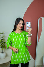 Light Green 3/4th Sleeve Short Kurti