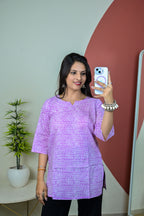Purple 3/4th Sleeve Short Kurti