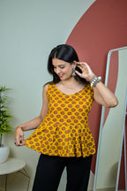 Mustard Yellow Anarkali Short Kurti