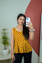 Mustard Yellow Anarkali Short Kurti