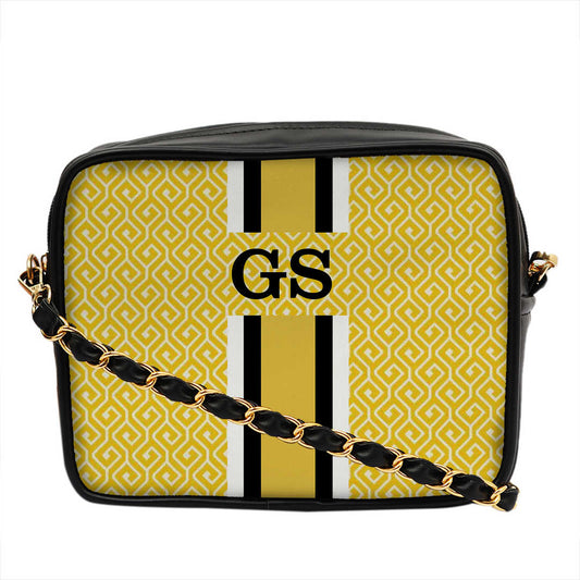Customized Yellow Striped Sling Bag